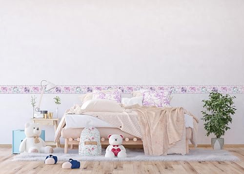 Selbstklebende Bordüre Einhorn AG Design, AWBD 8026 | Wasserfest Kinderzimmer Wand Aufkleber Dekoration | Wandbordüre für Mädchen und Junge | Folie, Mehrfarbig | Breite 500 cm x Höhe 13.8 cm