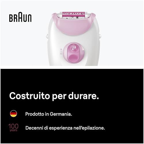 Braun Silk Epil 3 Epilatore Elettrico Donna Con Filo, Rasoio Elettrico Donna, Rimozione Facile Dei Peli, Pelle Liscia A Lungo, Include Testina Rasoio E Pettine Regolatore, 3-031, Rosa - 7