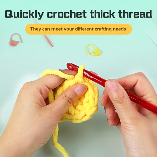 Image of QMNNMA 8 mm Crochet Hook, Large Crochet Hooks, Ergonomic Crochet Hooks | Crochet Hooks for Arthritic Hands, Crochet Needles for Yarn, Ergonomic Knitting Needles for Beginners and Crocheting Yarn