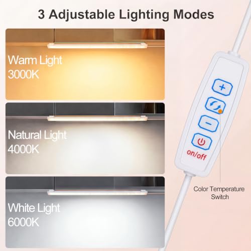 Image of Hoteon Under Cabinet Light, 40cm /16inch USB Batten Light with 3 Color Modes | 3000K /4000K /6000K Color Temprature Adjustable, 10 Brightness Levels, LED Tube Light for Wardrobe, Cabinet, Bookshelf, Desk
