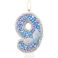 Snowflake Birthday Candles, Glitter 1st Birthday Number Candle, Snowflake Number 1 Candles for Cake, Blue White Frozen Cake Candles Toppers for Girls Frozen Themed Party Decorations