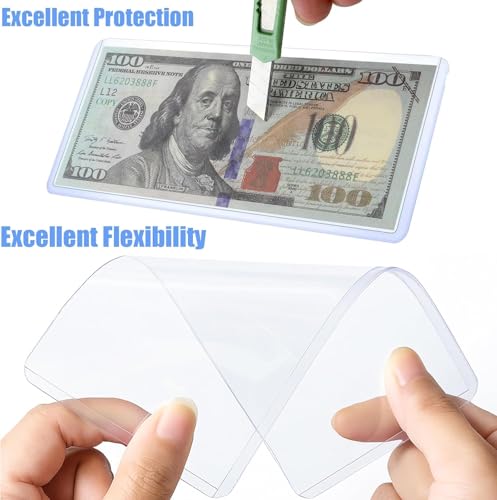 26 fundas rígidas transparentes para billetes, 6.5x2.8 pulg. miniatura 5