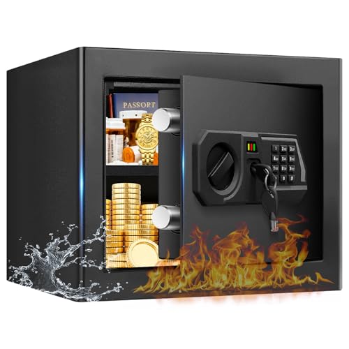1.3 Cub Small Safes for Home Use Fire and Water Proof, Digital Security Box Fireproof Safe Box with...
