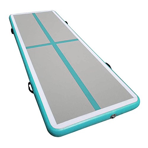 86 York 10ft Inflatable Gymnastics Air Track Tumbling Mat with Electric Pump for Home Use/Training/Cheer Leading/Beach/Park Water/Parkour Light Green - Thumbnail 3