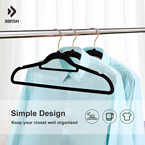 Premium Velvet Suit Hangers 50 Pack Non Slip Clothes Hanger, 360 Degree Chrome Swivel Rose Gold Hook Strong And Durable Hold Up To 10 Lbs, Ultra Thin Coat Hangers(Black) #TOP2