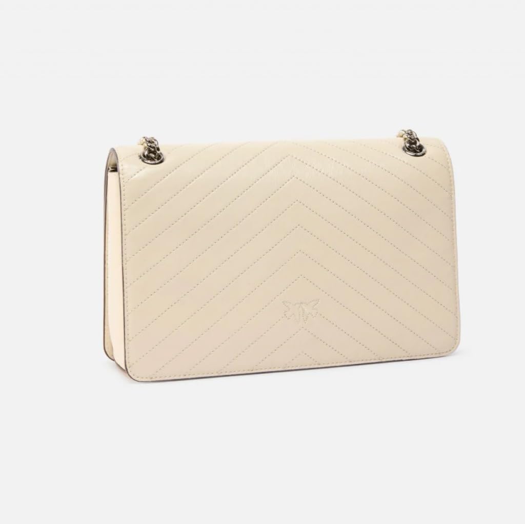Bolso de mano de cuero cheurón blanco crema de PINKO