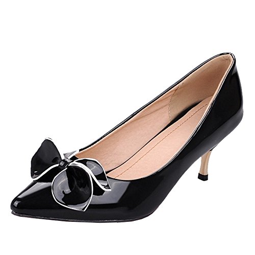 CuteFlats Women Court Shoes with Pointed Toe and Thin Heel for Office Ladies, BLACK, 9.5