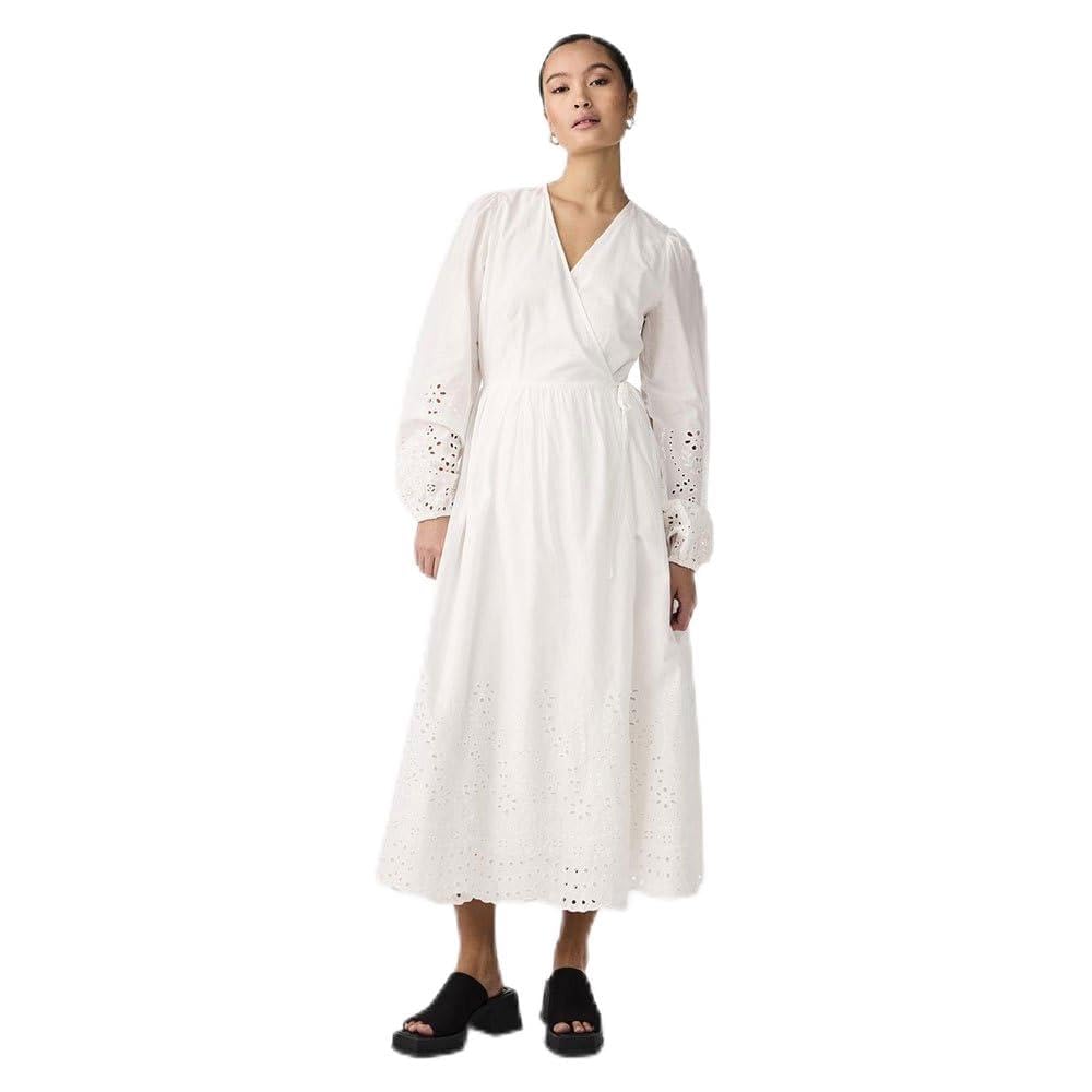 Y.A.S Yasluma Ls Long Wrap Dress S. Noos, Star White, S