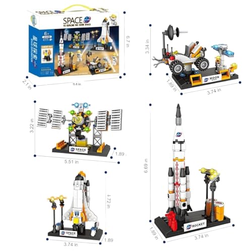 Image of Galaxy Hi-Tech Space Exploration Shuttle Toys for Kids,STEM Building Set Aerospace Building Kit Toy with Rocket,Space Shuttle,Moon Buggy & Satellite Educational Kit Space Theme Blocks & Bricks,168 Pcs