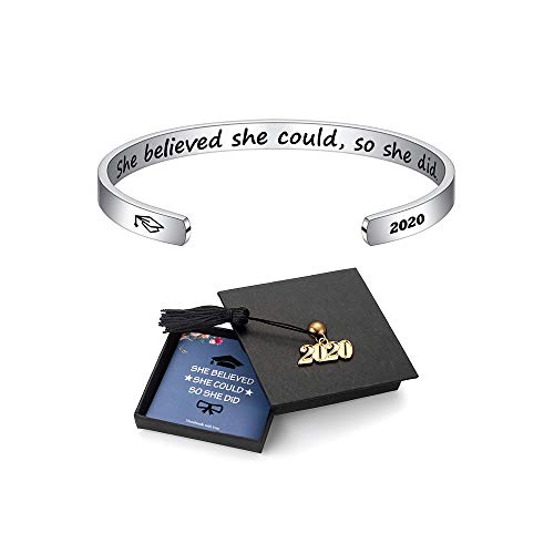 Inspirational Graduation Bracelet Women Gifts - Class of 2020 She Believed She Could