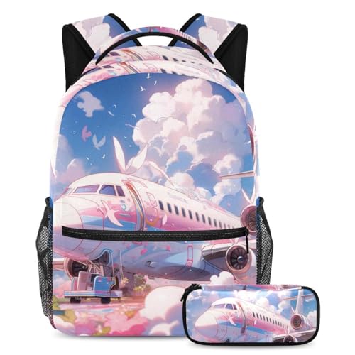 Cartables pour garçons filles adolescents motif avion rose