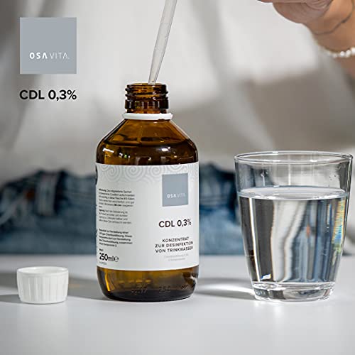 OSAVITA® CDL 0,3% Chlordioxid Konzentrat CDs - Wirksamkeitstest nach EN1276 & EN13623 - Made in Germany (250 ml)
