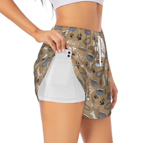 Short de yoga anti-frottement à double épaisseur blanc à motifs os pour femme L