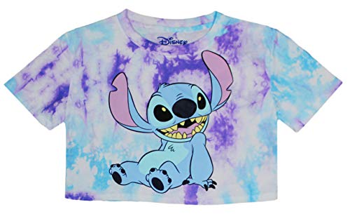 Junior Stitch Tie Dye Crop Top, Disney Shirt for Girls, Blue