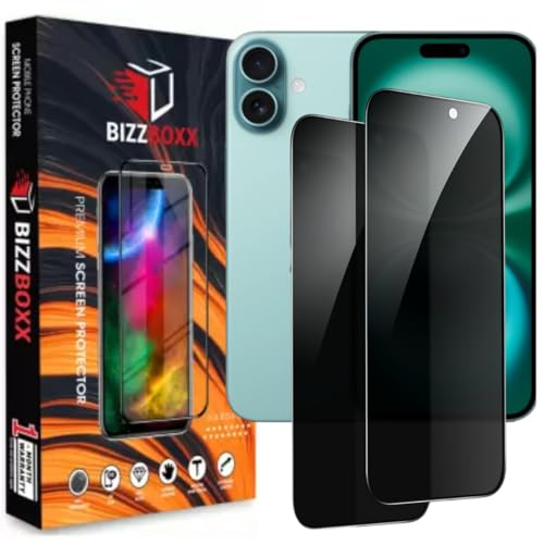 Image of Compatible With iPhone 16 Privacy Screen Protector - Anti-Spy Tempered Glass, 9H Hardness, Scratch Resistant, Easy Install, Privacy in Public Spaces (iPhone 16) - Pack of 2