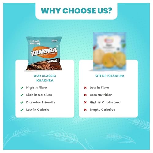 Image of RUSTIK PAUSHTIK Baked Khakhra Combo Pack - 200g x 4 Packets | 2 Coriander Chilli & 2 Classic Flavour | Gujarati Snack | High Fiber Diet | No Palm Oil | Ready to Eat Tea Time Snack | 800g