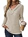 GKBK Women Long Sleeve Tunic Tops for Leggings V Neck Button Down Loose T Shirts 2026 Fall Winter Dressy Business Casual Blouse Pullover Sweatshirt Work Fashion Trendy Sweater Outfit Clothes Khaki M
