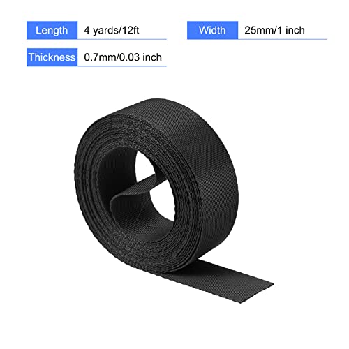 Image of MECCANIXITY Flat Nylon Webbing Strap 1 Inch 4 Yards Black for Backpack, Cargo Strap, Luggage-rack