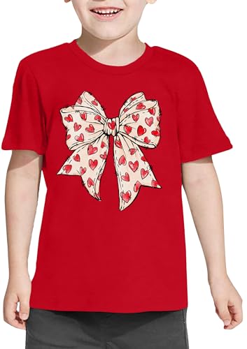 Image of LAZYCHILD Kids Valentine Shirt Girls Valentines Day Shirts Heart Graphic Long Sleeve Striped Tee Tops 5-14 Years