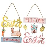 Panneau de porte d'entrée : avec un design avec cordon, vous pouvez facilement suspendre le panneau en bois aux endroits que vous souhaitez, panneau de porte de pâques