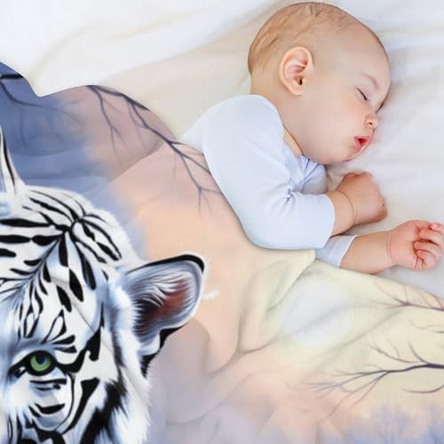 Couverture tigre jeté de canapé en flanelle chaude pour soirées cocooning