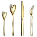 Amazon Brand-Eono Juego de cubiertos dorados de 24 piezas，cubiertos acero inoxidable，cuberterias completas Servicio 6 personas，Aptas para el lavavajillas