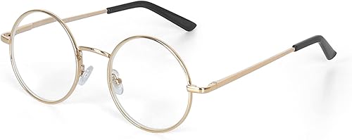 Gafas de lectura redondas con marco de metal con bisagra de resorte (negro, plateado y plomo)