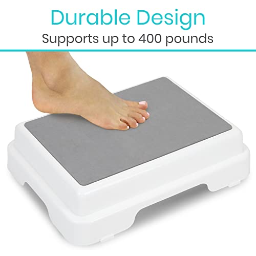 Vive Bath Shower Step Stool (4.5") - Slip Resistant, Stackable, Indoor/Outdoor - Safety Stepping Stool Bathroom Aid For Handicap, Elderly, Seniors, Bathtub, High Beds, Kitchens - Nonslip #TOP7