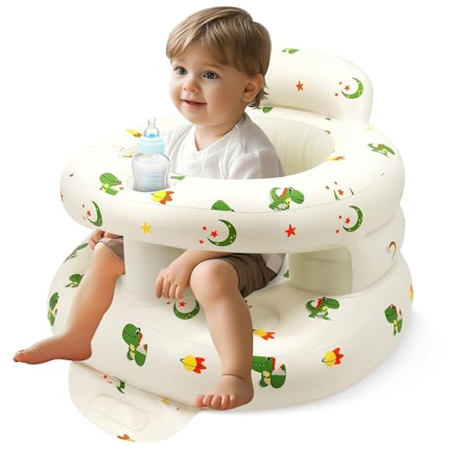 LANGNIDORIS Siège Gonflable Pour Bébé de 3 Mois Plus, Chaise Gonflable Bebe avec Pompe Intégrée, un Auxiliaire de Fauteuil Tout-petits (Dinosaures)