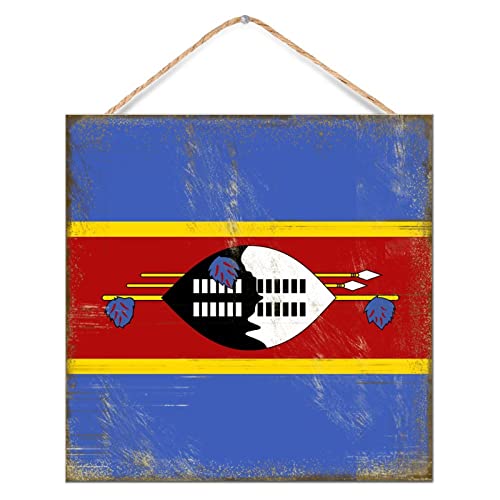 Panneau mural en bois coloré Swaziland format carré 30 cm