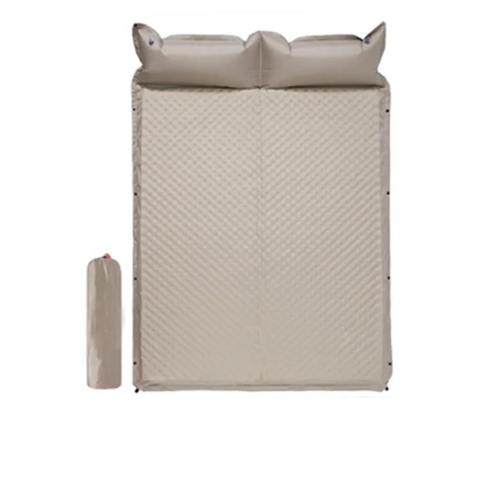 Podwójny samopompujący materac Air Mat, składany, nadmuchiwany, na zewnątrz, do spania, na kemping, łóżko odpowiednie do podróży, na piesze wycieczki(Light Grey)