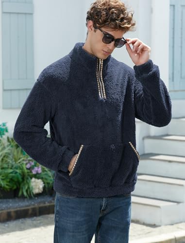 Image of ZAFUL Men 1 /4 Zipper Sweatshirt Ethnic Aztec Printed Kangaroo Pocket Fall Winter Pullovers Jacket Unisex Hoodie Tops