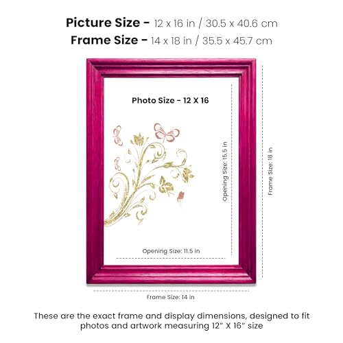 Image of Handmade Wooden Photo Frame, 12 x 16 inch Display for Artworks, Pictures and Photos of Your Loved Ones, Best for Home, Office, Wall Decor, Living Room, Bedroom, Pink