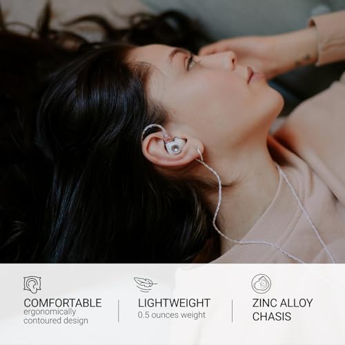 Image of MEZE AUDIO Alba | Wired in-Ear Monitor Headphones for Audiophiles | USB-C Adapter Included | Widely Compatible | Noise Isolating | Ergonomic Metal Chassis (White w /o Adapter)