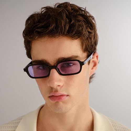 Image of Le Specs. Pilferer Retro Sunglasses for Women and Men | Narrow silhouette, shatterproof flat lenses, lightweight polymer frame, discreet temple studs