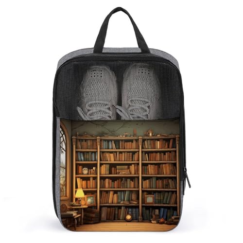 Sac à chaussures imprimé rétro et pochette de rangement serviette gris élégant