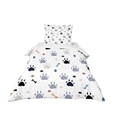 Odot Kinderbettwäsche für Jungen und Mädchen, Modedrucke Kleinkinder Bettwäsche-Set, 1 Bettbezug & 1 Passenden Kopfkissenbezug, Kinderbettwäsche Set (Weißes Muster,90x190cm)