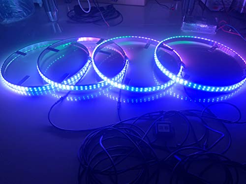 Dream Chasing Color Flow 15.5'' IP68 Waterproof Double Row 300Leds Brightest Strobe Led Wheel Ring Lights Rim Lights Car Tire Lights Blue-Tooth APP Control Multi-Colors 4 Lights - Thumbnail 2