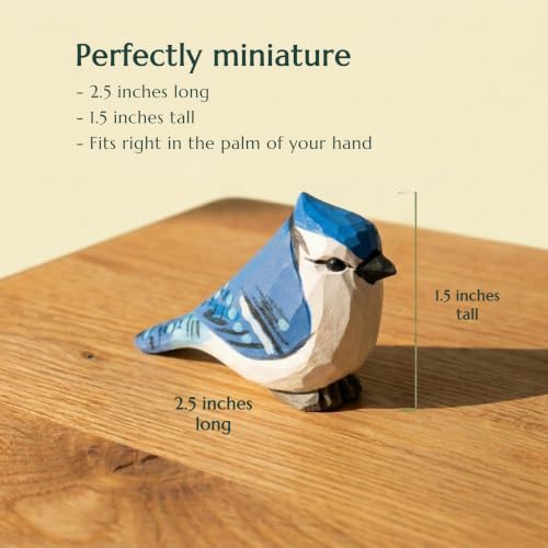 Figura Decorativa de Pájaro Azul Tallada en Madera miniatura 2