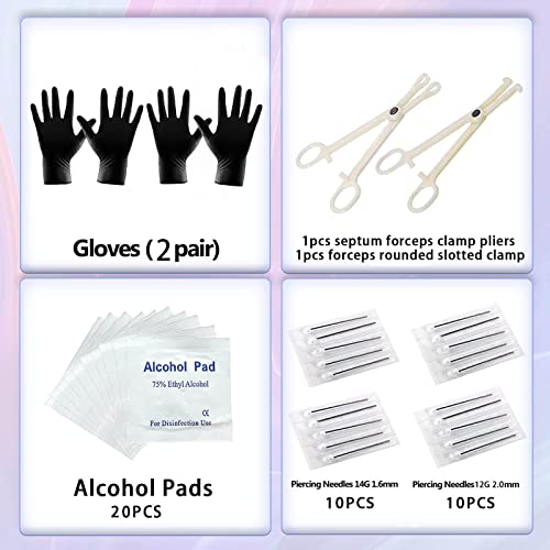 Tustrion 118Pcs Piercing Kit For All Body Piercings Stainless Steel Piercing Jewelry 14G 16G Jewelry For Ear Cartilage Tragus Nose Septum Lip Nipple Piercing Tools #TOP4
