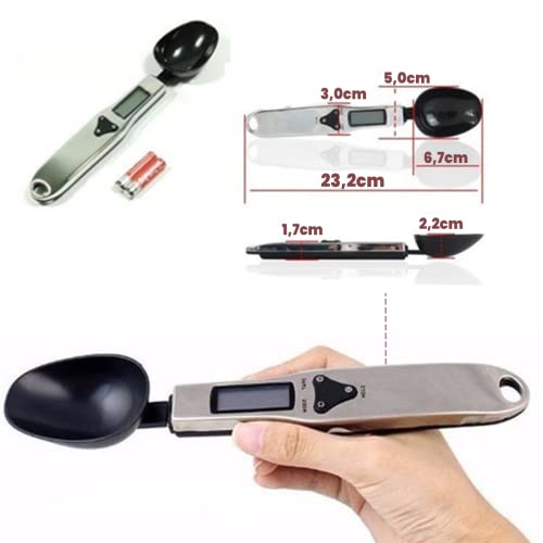 Colher Display Balança Digital Dosador de Precisão Medidora Embutida Tela LCD Cozinha Tempero Nutri