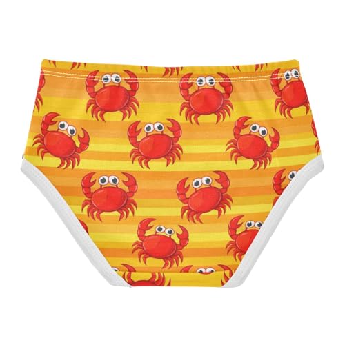 Joisal Girls Underwear Toddlers 2t Cotton Little Girl Panties Print Undies Kids Briefs Cute Red Cartoon Crabs Orange2