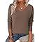Zeagoo Pullover Damen Elegant Strickpullover Langarm V-Ausschnitt Lässiges Stricken Pulli Winter Sweatshirt Einfarbig Oberteile Braun M