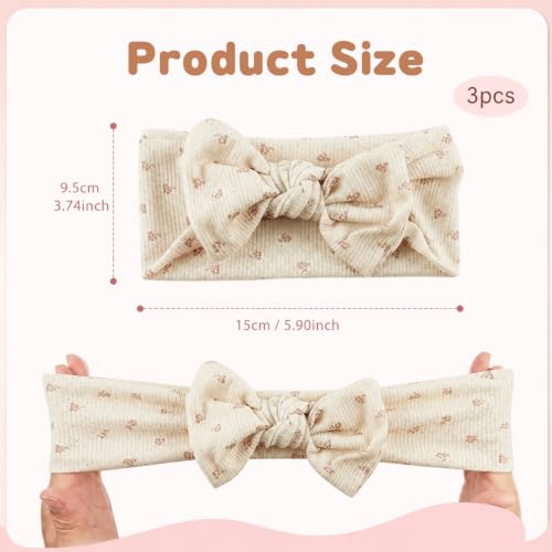 Image of SNOWIE SOFT 3 Pack Baby Girl Headbands Soft Elastic Bows