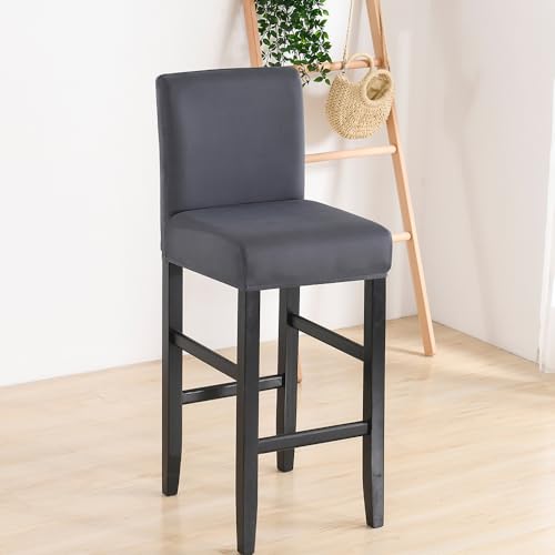 Housse de chaise de bar gris foncé Lot de 6 pour tabouret bas - 3