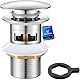 Ibergrif Messing Ablaufgarnitur mit Überlauf Universal 41-50 mm Pop-up Abflussstopfen Chromadapter Wasserdicht Anti Verstopfung, M20502