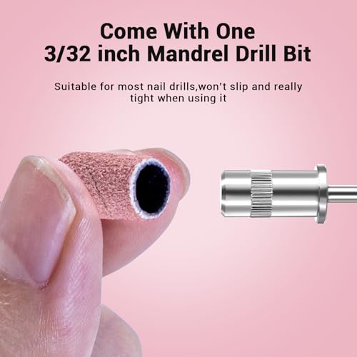 Image of MelodySusie 100 Pcs Nail Drill Bits Sanding Bands for Nail Drill 120 Medium Grit Nail File Sanding Bands for Acrylic Nails Gel Manicures and Pedicure, Pink