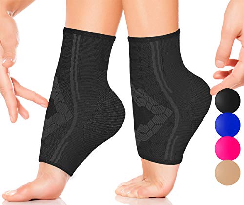 Ankle Compression Socks by SPARTHOS (Pair) – Plantar Fasciitis Ankle Brace with Arch