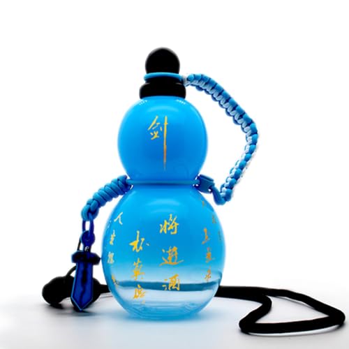 Jinberry 800ml/27oz Gourd Water Bottle with Shoulder Strap Set Leakproof Portable Gourd Drinking Bottle Flask Sport Jug Drinkware for Gym Outdoor Climbing Tour or Camping