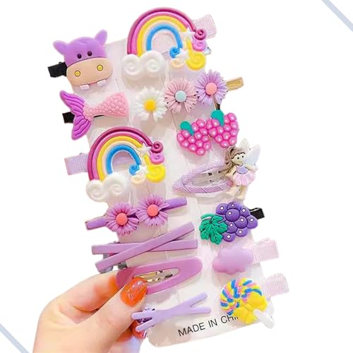 Presilha Infantil De Cabelo Kit Com 14 Unidades Modelo TicTac e Bico de Pato (Roxo 2)